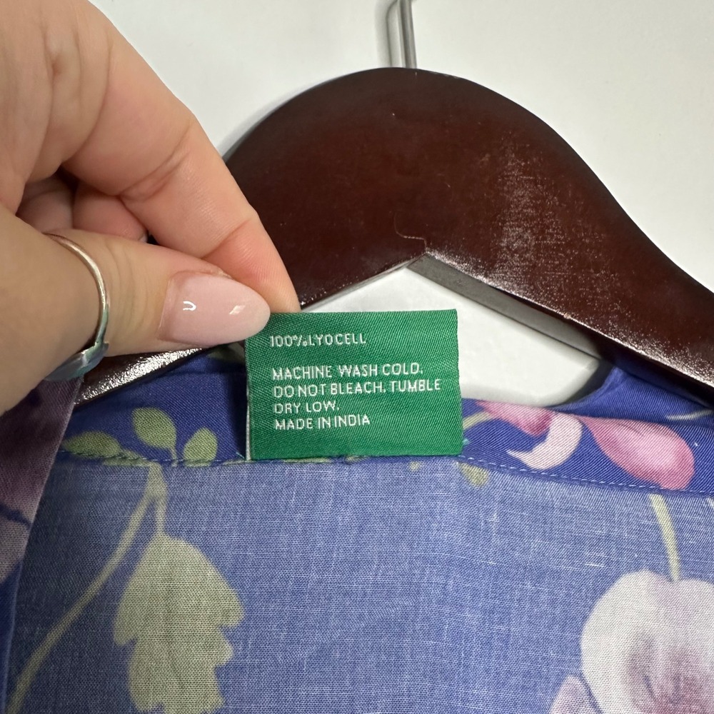 Uncommon Goods Floral Kimono Robe Women XS/S Blue Excellent Botanical Lyocell - Picture 5 of 6